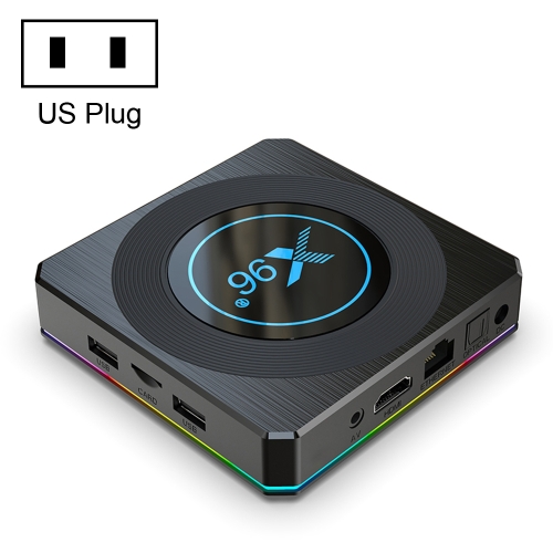 X96 x4 8k Smart TV Box Android 11.0 Media Player, Amlogic S905x4 четырехъядерная кора Arm Arm A55, RAM: 2 ГБ, ПЗУ: 16 ГБ, Тип подключения: US Plug