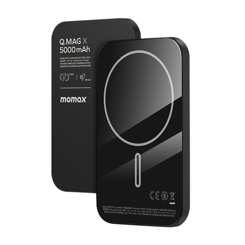 MOMAX Q.MAG X Portable Metal Magnetic Wireless Power Bank, Емкость: 5000 мАч