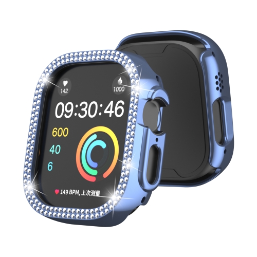 Для Apple Watch Ultra 49mm Double Row Diamond Hollow PC Watch Case (синий)