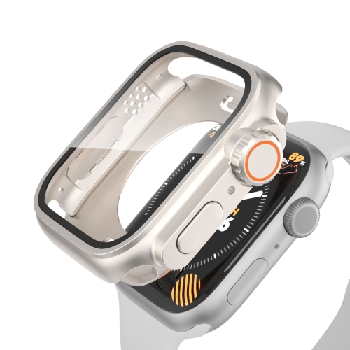 Для Apple Watch Series 8 / 7 41 мм Замена на Ultra 49 мм Водонепроницаемая универсальная пленка Hybrid PC Watch Case (Starlight Silver)