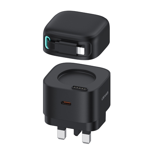 USAMS US-CC211 SMF Series PD35W 8-контактный + двухпортовое быстрое зарядное устройство GaN типа C, вилка для Великобритании (черный)