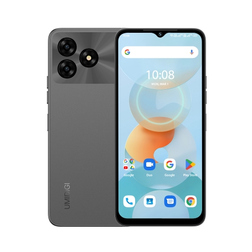 UMIDIGI G5A, 4 ГБ + 64 ГБ, идентификация лица и отпечатков пальцев, 6,52-дюймовый Android 13, MTK Helio A22, восьмиядерный процессор, сеть: 4G (космический серый)