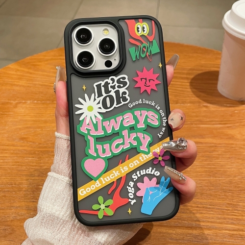 Модные серебристые чехлы для телефонов с граффити для iPhone 15 Pro (Lucky)