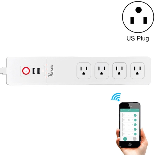2 порта USB + 4 штекера США Разъем Smart Power для дистанционного управления Wi-Fi Работает с Alexa и Google Home, Длина кабеля: 1,5 м, 110-240 В переменного тока, вилка США