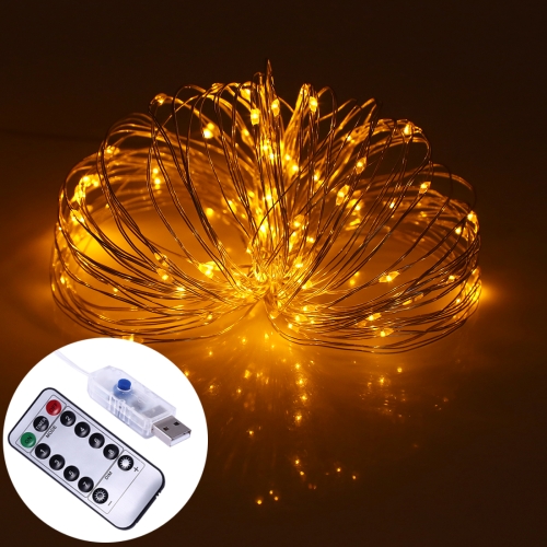 2 Вт 10 м USB-шнур с серебряной проволокой, 100 светодиодов 8 режимов Fairy Lamp Декоративный свет с 13-клавишным пультом дистанционного управления, DC 5V