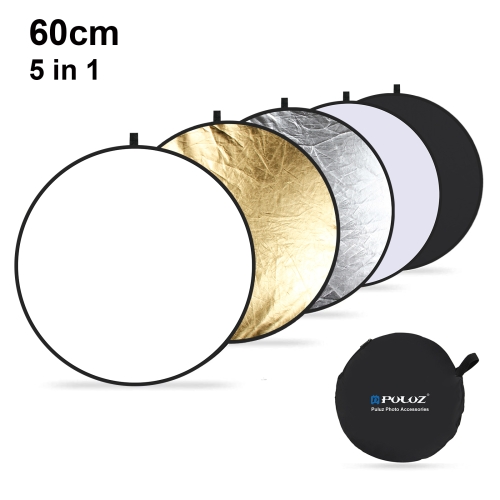 Puluz 60cm 5 в 1 (серебро / полупрозрачное / золото / белое / черное) складывающаяся фотостудия Photo Studio