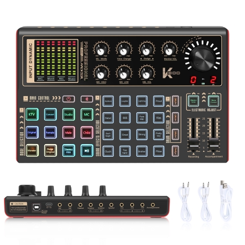 Puluz Phantom Power OTG Live Live Sound Card запись звукового микшера, английская версия (черный)
