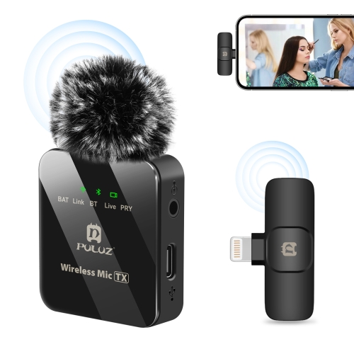 Беспроводной петличный микрофон PULUZ для iPhone / iPad, 8-контактный приемник (черный)