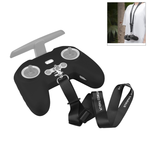 Для DJI FPV Combo Remote Control PULUZ Силиконовый защитный чехол с шейным ремешком (черный)