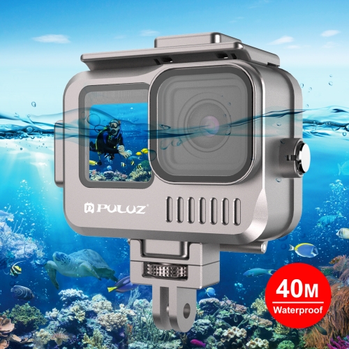 Для GoPro HERO12 Черный/11 Черный/10 Черный/9 Черный PULUZ 40 м Водонепроницаемый корпус Защитный чехол из алюминиевого сплава (серый)