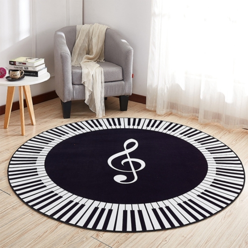 Music Symbol Ключ для пианино Круглый ковер Домашний коврик для спальни Коврик для украшения пола, диаметр: 80 см (круглое пианино)