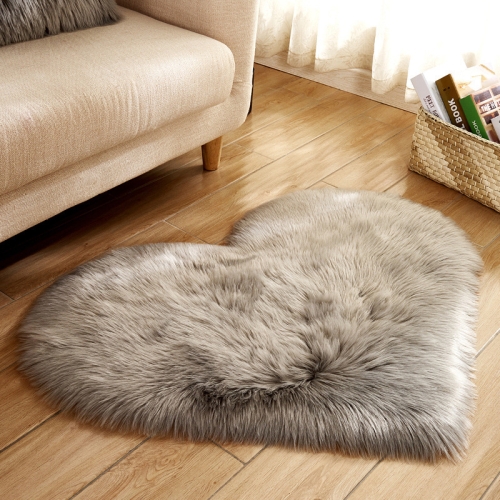 Love Heart Rugs Искусственная шерсть из овчины Волосатый ковер Коврик из искусственного меха Обычный пушистый мягкий коврик Tapetes, размер: 70 * 90 см (серый)