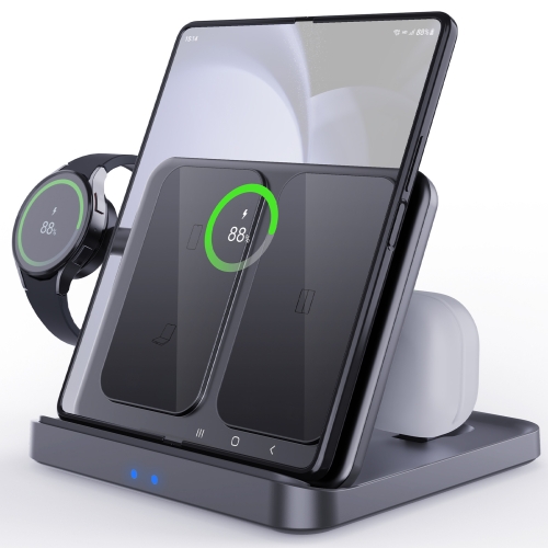 Беспроводное зарядное устройство 3 в 1 для наушников и умных часов Samsung Galaxy Z Fold (черный)